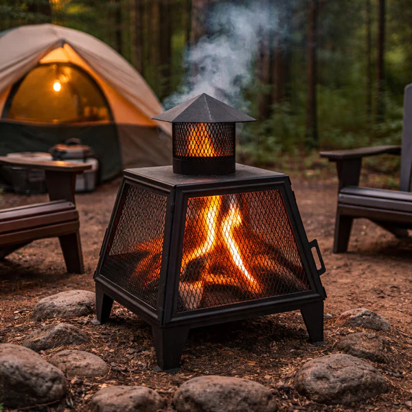 FEU DE CAMP EN CAMPING